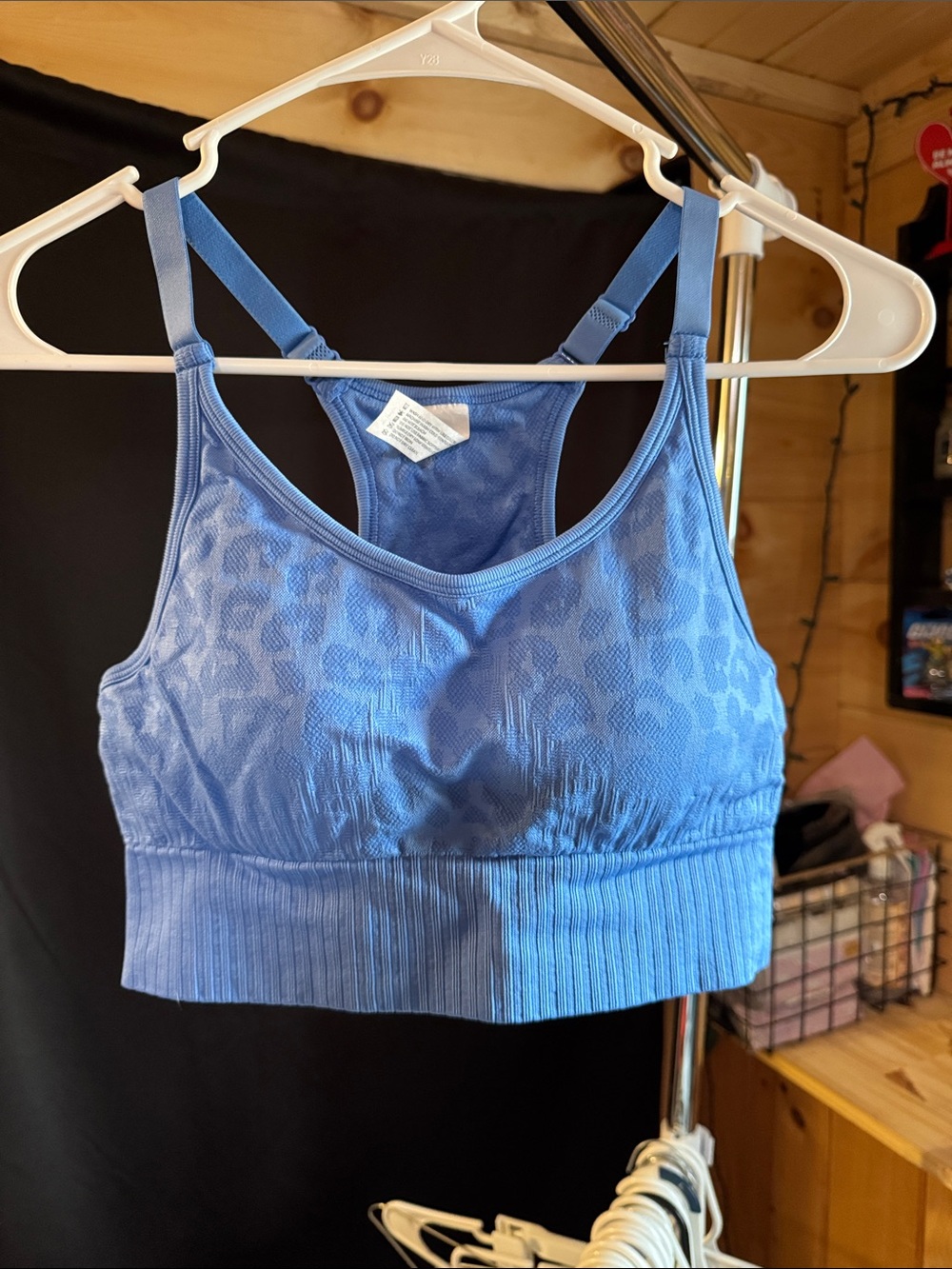 90 Degree By Reflex Blue Seamless Racerback Sports Bra